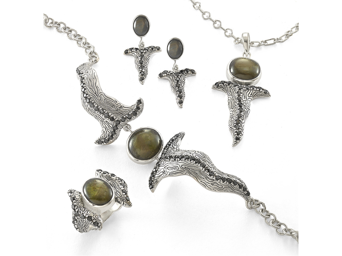 Keris jewellery collection by Laurent Leger in silver with black sapphires